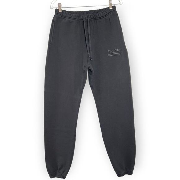 Republic Records Heavyweight Joggers Mens M Black Activewear Sweatpants USA - Picture 1 of 11